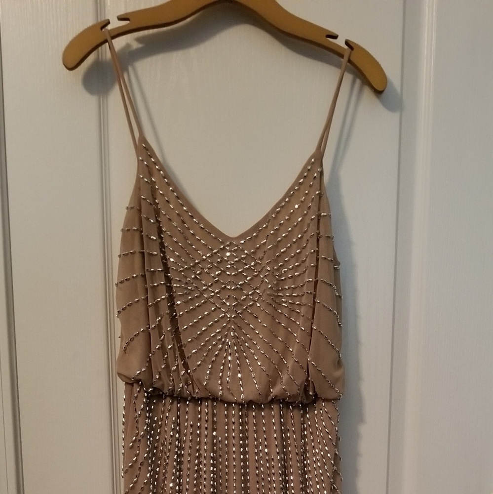 Tan Beaded evening dress